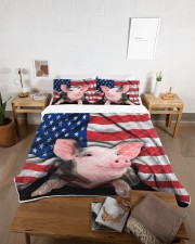 Pig American Flag Quilt Bed Set Queen Quilt Bed Set aos-queen-quilt-bed-set-lifestyle-front-06