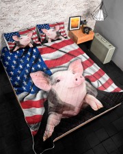 Pig American Flag Quilt Bed Set Queen Quilt Bed Set aos-queen-quilt-bed-set-lifestyle-front-08