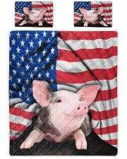 Pig American Flag Quilt Bed Set Queen Quilt Bed Set front