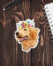 Golden Retriever Flower Sticker - Single (Vertical) aos-sticker-single-vertical-lifestyle-front-05