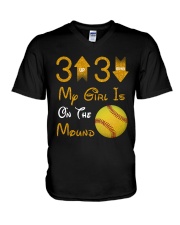 Softball - 3 Up 3 Down V-Neck T-Shirt tile