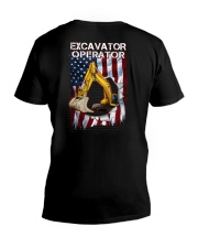 Excavator Operator Flag 2 Sides V-Neck T-Shirt tile