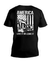 Excavator - America Love It Or Leave It 2 Sides V-Neck T-Shirt tile