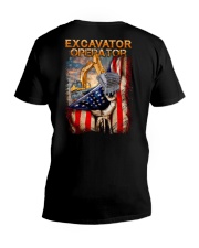 Excavator Operator Flag 2 Sides V-Neck T-Shirt tile