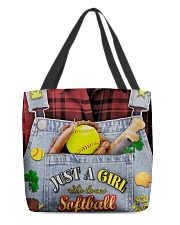 Just A Girl Who Loves Softball All-over Tote front