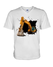 Excavator Crack 19 V-Neck T-Shirt tile