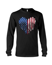 Softball American Flag Heart Long Sleeve Tee tile