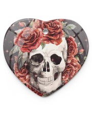 Skull Rose Ornament Heart Ornament (Porcelain) tile