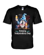 Beer Gnome - Happy Independence Day V-Neck T-Shirt tile