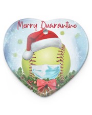 Softball - Merry Quarantine 2020 Ornament Heart Ornament (Porcelain) tile