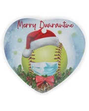 Softball - Merry Quarantine 2020 Ornament Heart Ornament (Wood) tile