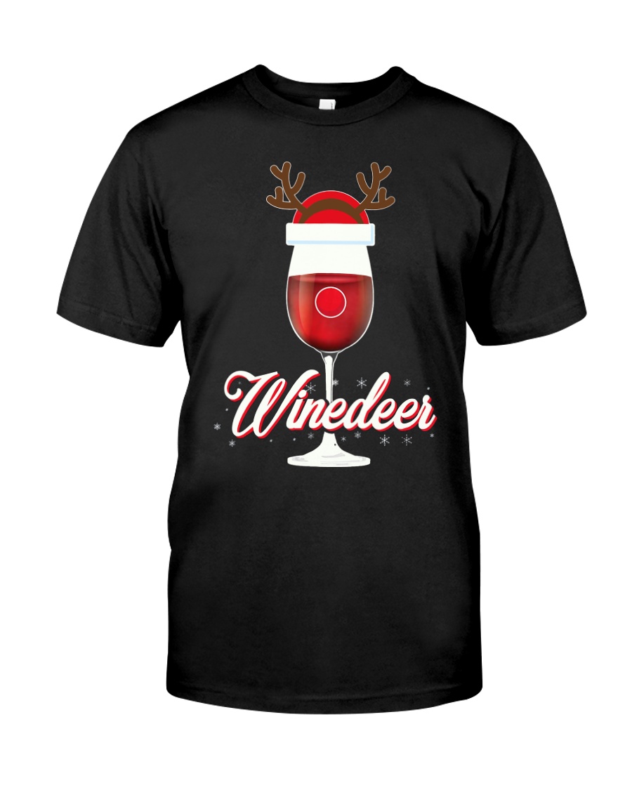 Winedeer Christmas Wine T-Shirt Reindeer Red Wine Classic T-Shirt