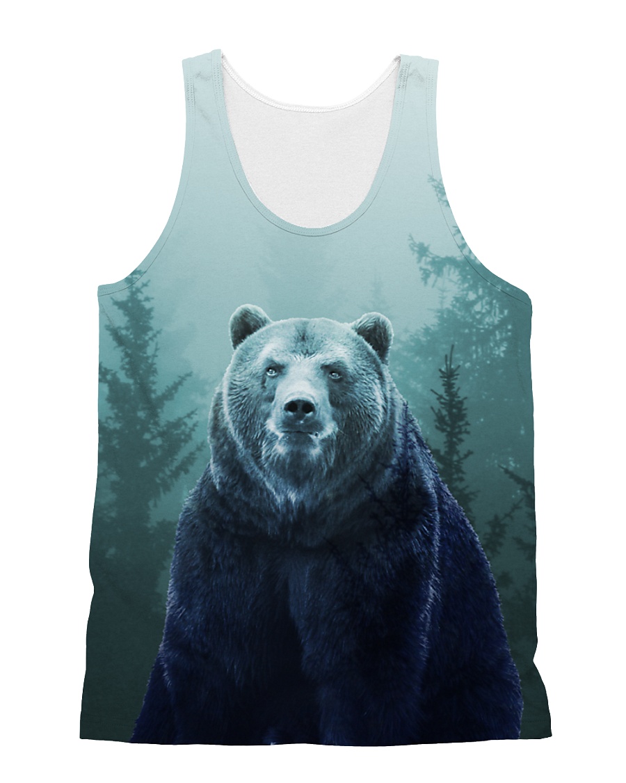 Beautiful Bear in the Forest All-over Unisex Tank