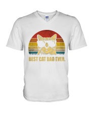 Best Cat Dad Ever Vintage Retro V-Neck T-Shirt tile