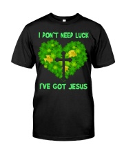 Heart I don't need luck I've got Jesus Premium Fit Mens Tee tile