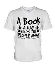 A Book A Day Keeps The People Away V-Neck T-Shirt tile