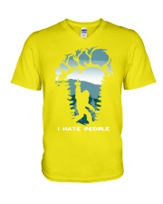 Bigfoot I hate people shirt V-Neck T-Shirt tile