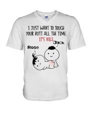 I just want to touch your butt all the time mug V-Neck T-Shirt tile