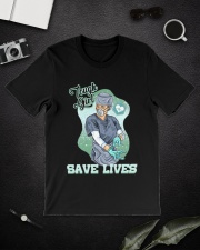 Tough girl save lives HLU - Nurse Classic T-Shirt lifestyle-mens-crewneck-front-16