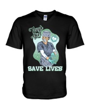 Tough girl save lives HLU - Nurse V-Neck T-Shirt tile
