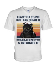 I Can't Fix Stupid But I Can Sedate It - Nurse V-Neck T-Shirt tile