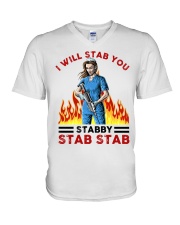 I will stab you HLD - Nurse V-Neck T-Shirt tile