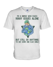 I'm A Nurse Who Faces Many Issues Alone V-Neck T-Shirt tile