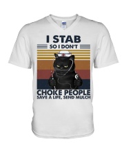 I Stab So I Don't Choke People HL - Nurse V-Neck T-Shirt tile