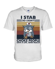 I Stab So I Don't Choke People HL - Nurse V-Neck T-Shirt tile