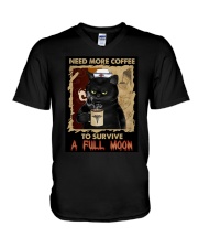 Need More Coffee To Survive Full Moon HLL - Nurse V-Neck T-Shirt tile
