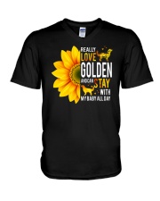 Golden Retriever V-Neck T-Shirt tile