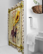Doberman Shower Curtain aos-shower-curtains-71x74-lifestyle-front-01a