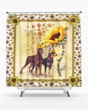 Doberman Shower Curtain aos-shower-curtains-71x74-lifestyle-front-02a