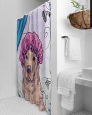 Golden Retriever Shower Curtain aos-shower-curtains-71x74-lifestyle-front-01a