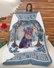 Yorkie Large Sherpa Fleece Blanket - 60" x 80" aos-sherpa-fleece-blanket-60x80-lifestyle-front-11