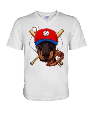 Doberman V-Neck T-Shirt tile