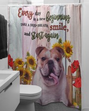 Bulldog Shower Curtain aos-shower-curtains-71x74-lifestyle-front-04a