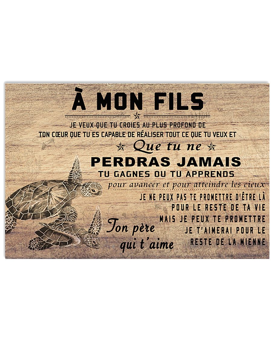 turtle poster - to son-never lose french version 17x11 Poster