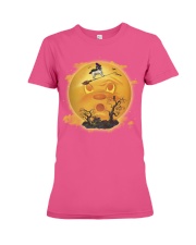 Pug Fun Halloween Moon Premium Fit Ladies Tee tile