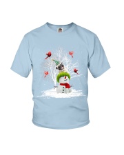 Pug And Snow Man Happy Christmas Youth T-Shirt tile