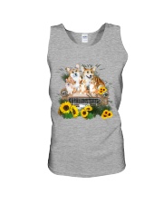 Corgis sitting on a car sunflower - for corgi lover Unisex Tank tile