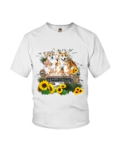 Corgis sitting on a car sunflower - for corgi lover Youth T-Shirt tile