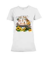 Corgis sitting on a car sunflower - for corgi lover Premium Fit Ladies Tee tile