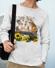 Corgis sitting on a car sunflower - for corgi lover Long Sleeve Tee apparel-long-sleeve-tee-lifestyle-front-27