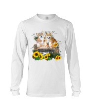 Corgis sitting on a car sunflower - for corgi lover Long Sleeve Tee front