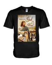 Boston terrier give it to God and go to sleep V-Neck T-Shirt tile