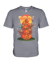 Sloth Boos And Pumpkins V-Neck T-Shirt tile