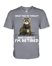 Ferret I Am Retired V-Neck T-Shirt tile