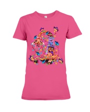 Giraffe Butterflies Christmas Lights Premium Fit Ladies Tee tile