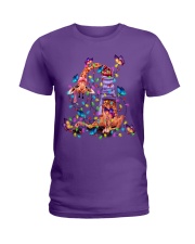 Giraffe Butterflies Christmas Lights Ladies T-Shirt tile